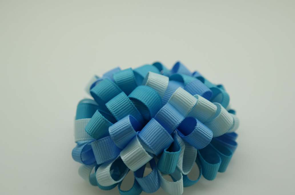 Loopy loopy puff hair Bow with colors  LIght Blue, Copen